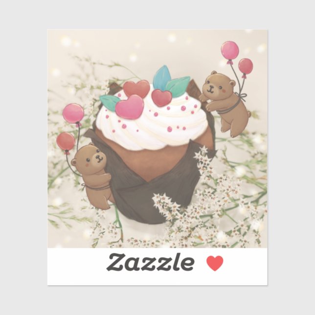 Valentinstag: Cupcake & Teddy Bears Aufkleber (Blatt)