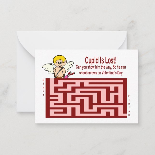 Valentinstag Cupid Maze Card Mitteilungskarte (Vorderseite)
