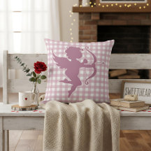 Valentinstag-Cupid-Rosa-Weiß-Karo-Gingham