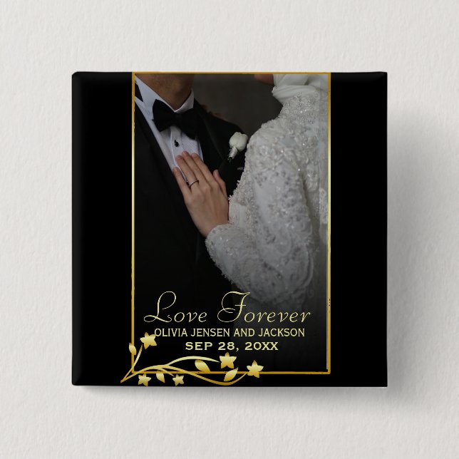Valentinstag Custom Couple Foto Button (Vorderseite)