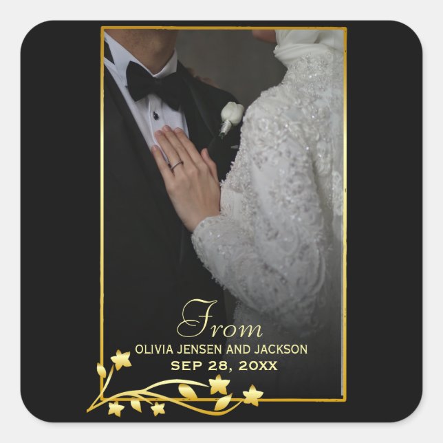 Valentinstag Custom Couple Foto Quadratischer Aufkleber (Vorderseite)