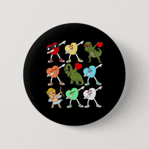 Valentinstag Dabbing Herz Cupid T Rex Dino Dab Button