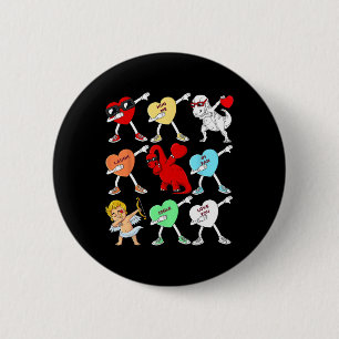 Valentinstag Dabbing Herz Cupid T Rex Dino Dab Button