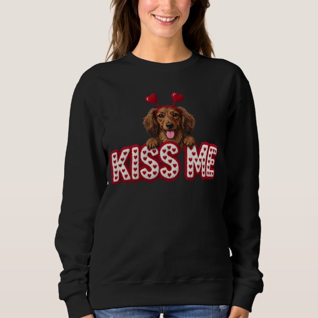 Valentinstag-Dachshund-Welpe Sweatshirt (Vorderseite)