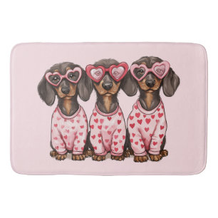 Valentinstag Dackel Hunde Badematte