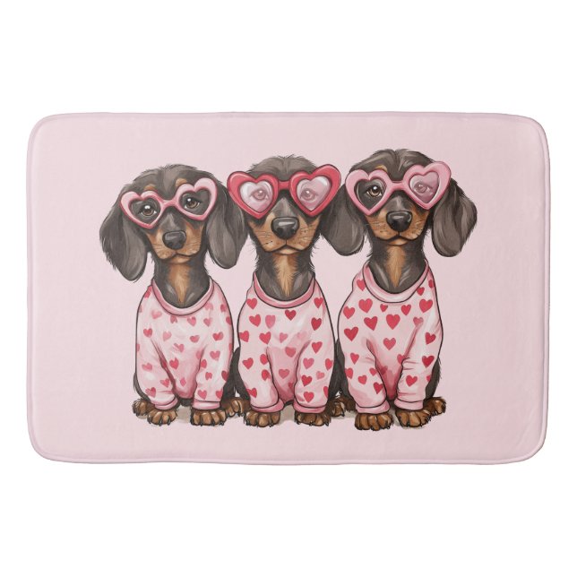 Valentinstag Dackel Hunde Badematte (Vorderseite)