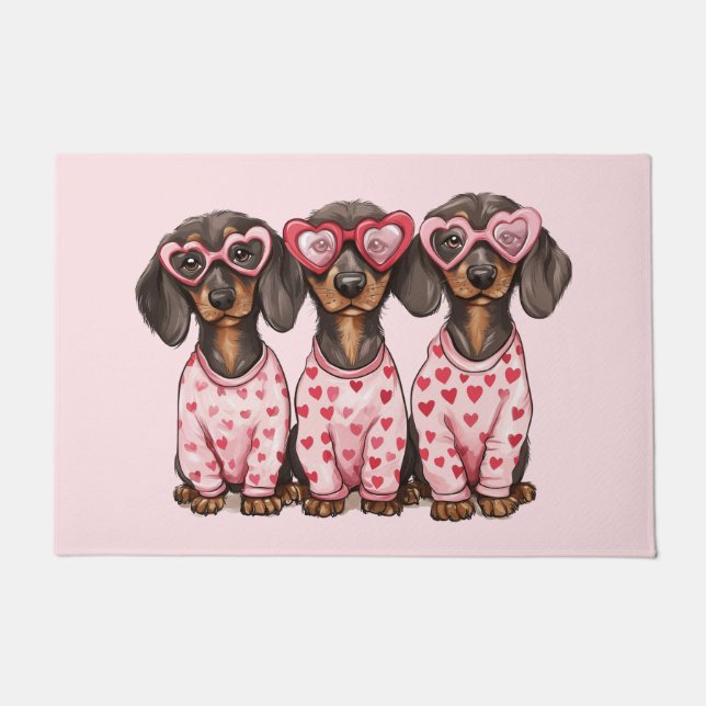 Valentinstag Dackel Hunde Fußmatte (Vorderseite)