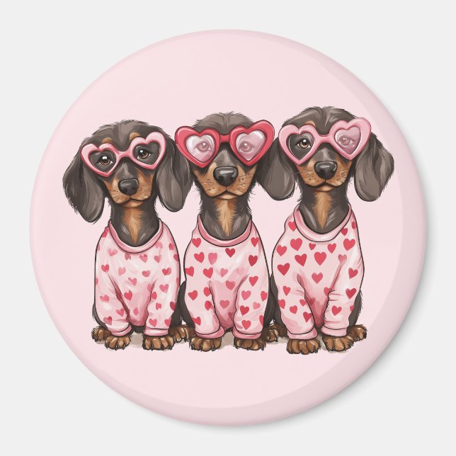 Valentinstag Dackel Hunde Magnet (Vorne)