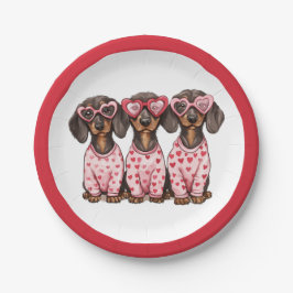 Valentinstag Dackel Hunde Pappteller