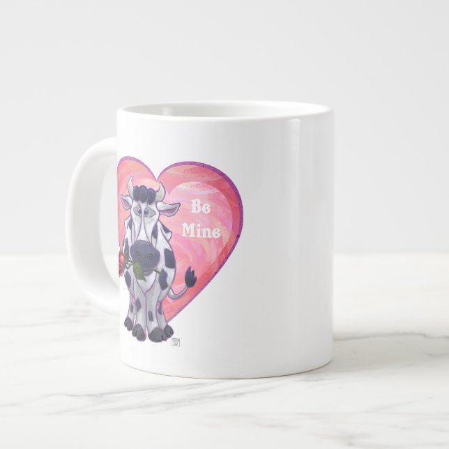 Valentinstag der Kuh Jumbo-Tasse (Vorderseite Links)