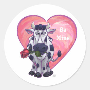 Valentinstag der Kuh Runder Aufkleber