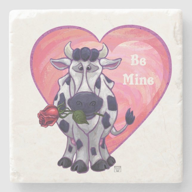 Valentinstag der Kuh Steinuntersetzer (Vorderseite)