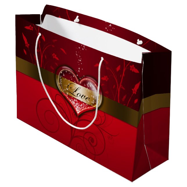 Valentinstag der Liebe Große Geschenktüte (Rückseite Schrägansicht)