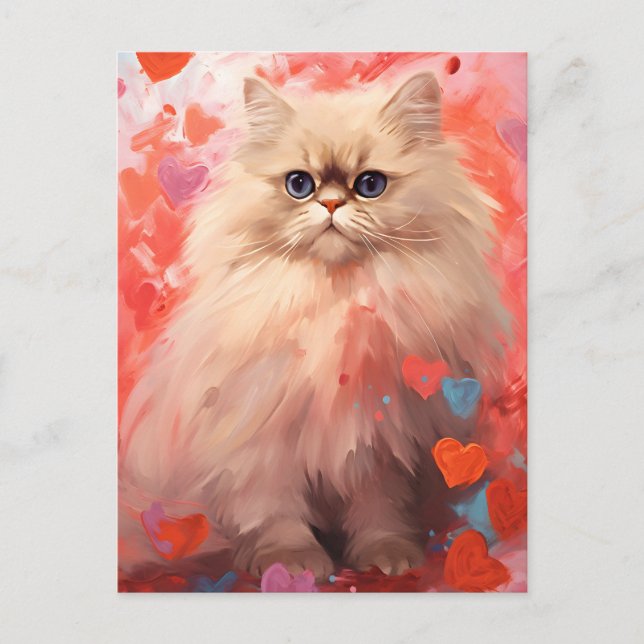 Valentinstag der Persischen Katze Postkarte (Vorderseite)