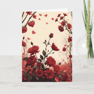 Valentinstag der Rose und Herzen Karte