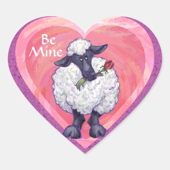 Valentinstag der Schafe Herz-Aufkleber (Vorderseite)