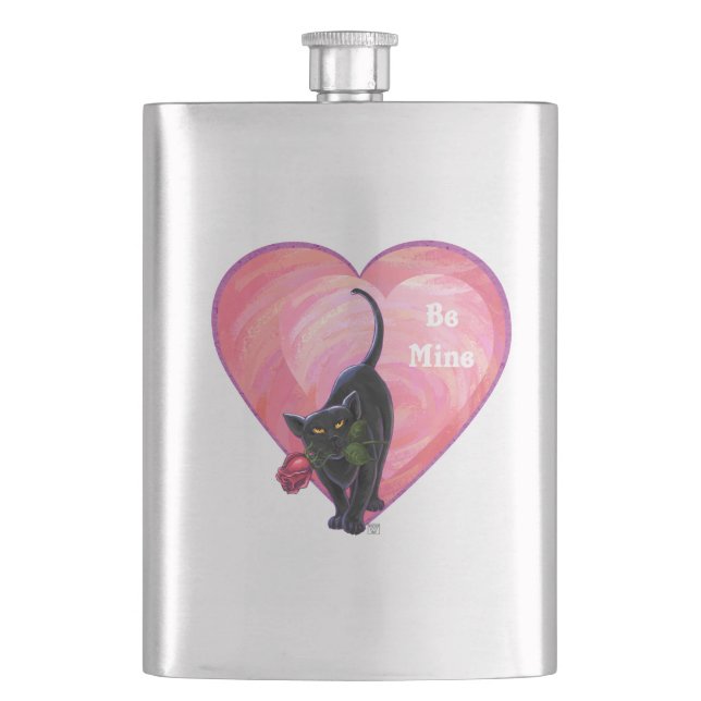 Valentinstag der Schwarzen Katze Flachmann (Vorderseite)