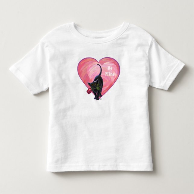 Valentinstag der Schwarzen Katze Kleinkind T-shirt (Vorderseite)