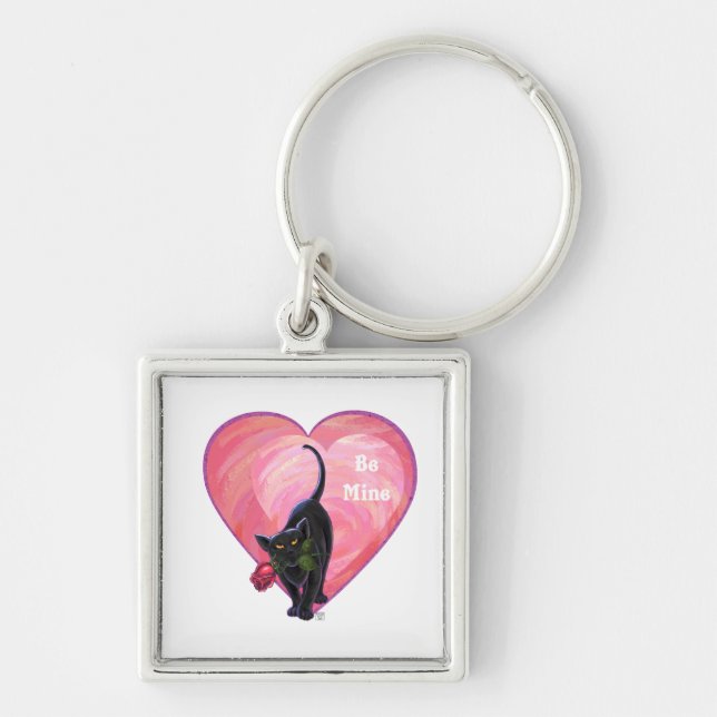 Valentinstag der Schwarzen Katze Schlüsselanhänger (Vorne)