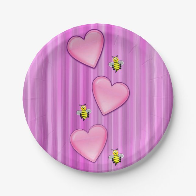 Valentinstag der Teller, Biene Pappteller (Vorderseite)