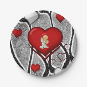 Valentinstag der Teller, Engel Pappteller
