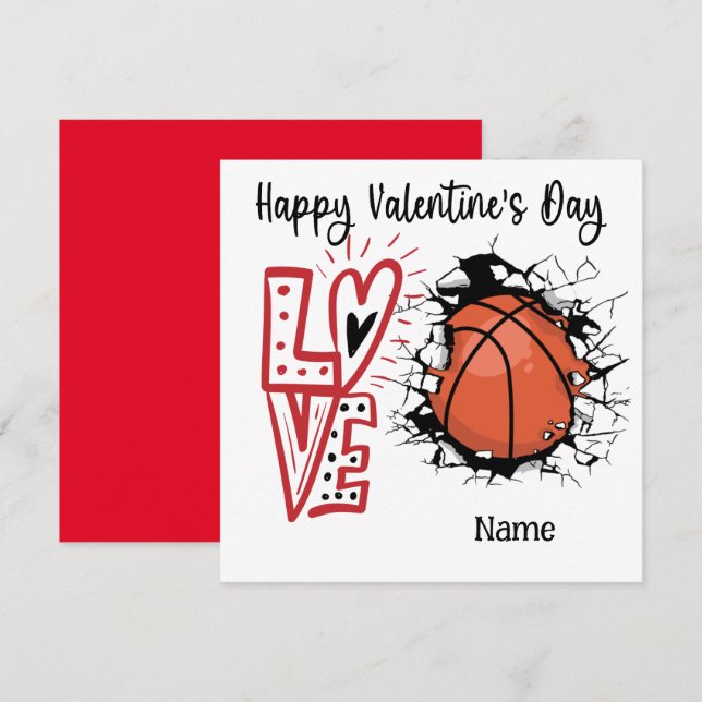 Valentinstag des Basketballspielers mit Liebe Karte (Vorne/Hinten)