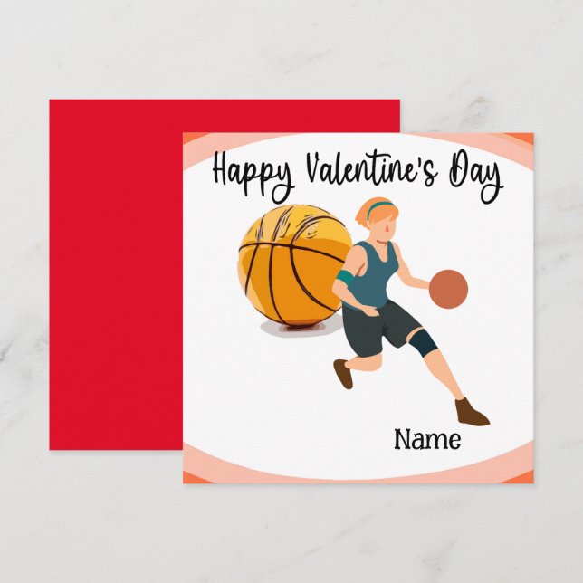 Valentinstag des Basketballspielers mit Liebe Karte (Vorne/Hinten)