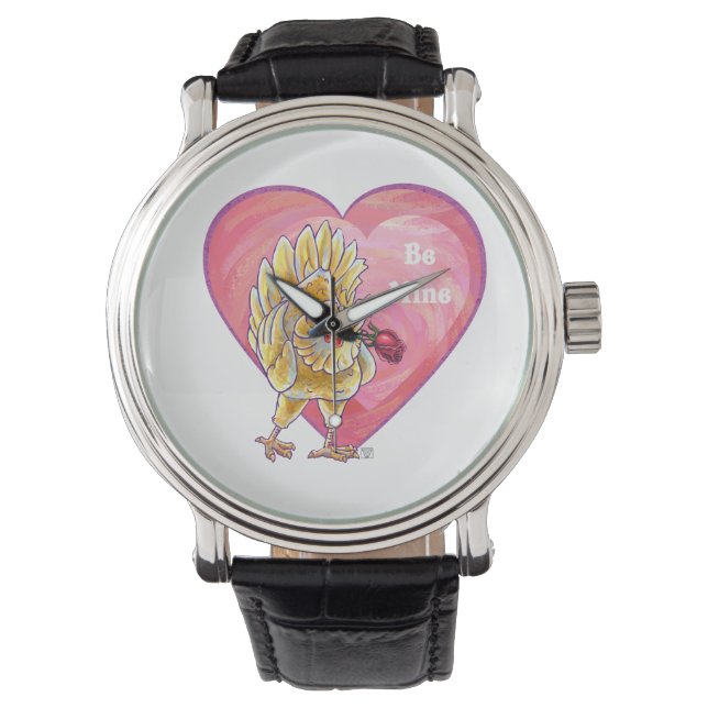 Valentinstag des Hühners Armbanduhr (Vorderseite)