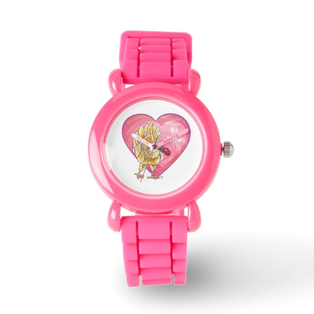Valentinstag des Hühners Armbanduhr (Vorderseite)