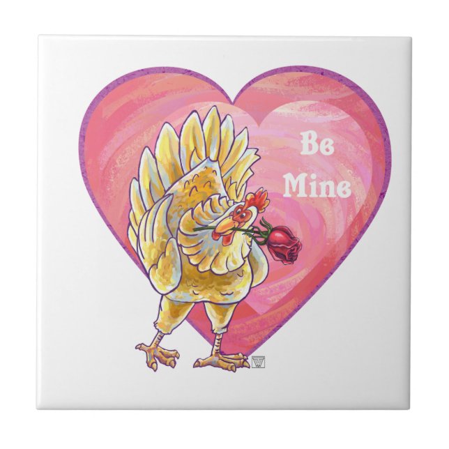 Valentinstag des Hühners Fliese (Vorderseite)