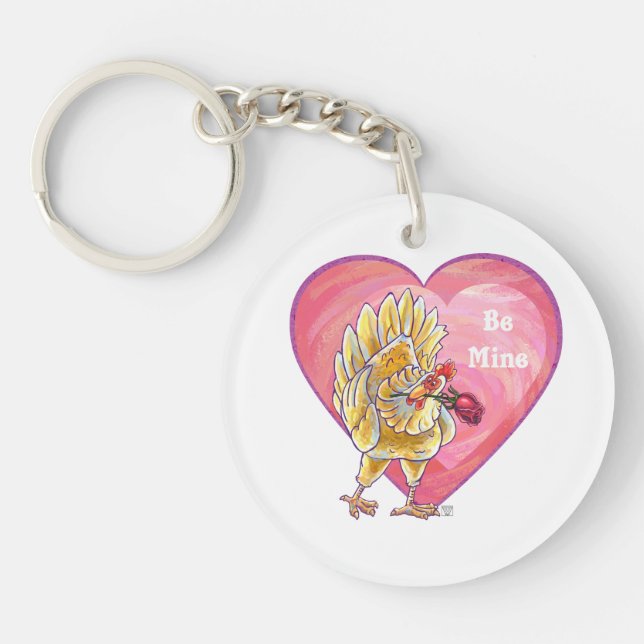 Valentinstag des Hühners Schlüsselanhänger (Vorderseite)