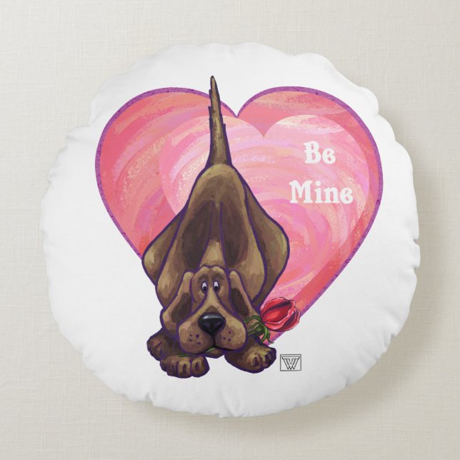 Valentinstag des Hundes Rundes Kissen (Vorderseite)