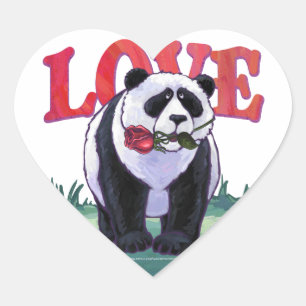 Valentinstag des Panda Bear Herz-Aufkleber