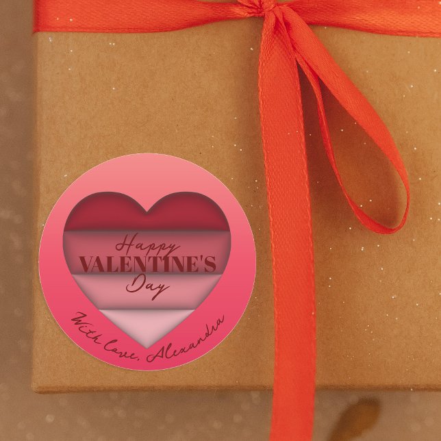 Valentinstag des Roten Herzens Runder Aufkleber (Von Creator hochgeladen)