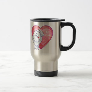 Valentinstag des weißen Spitzes Reisebecher