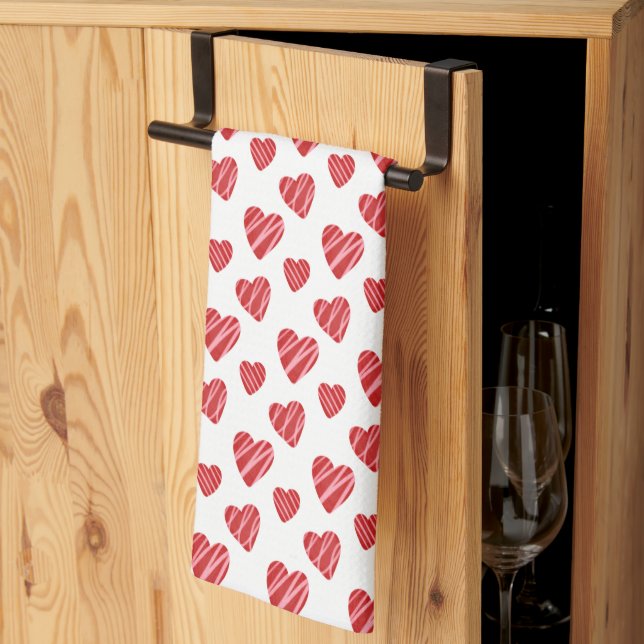 Valentinstag des Whimsikalen Roten Herzens Geschirrtuch (Drittel gefaltet)