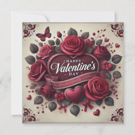 Valentinstag Design mit Rose und Herz Feiertagskarte
