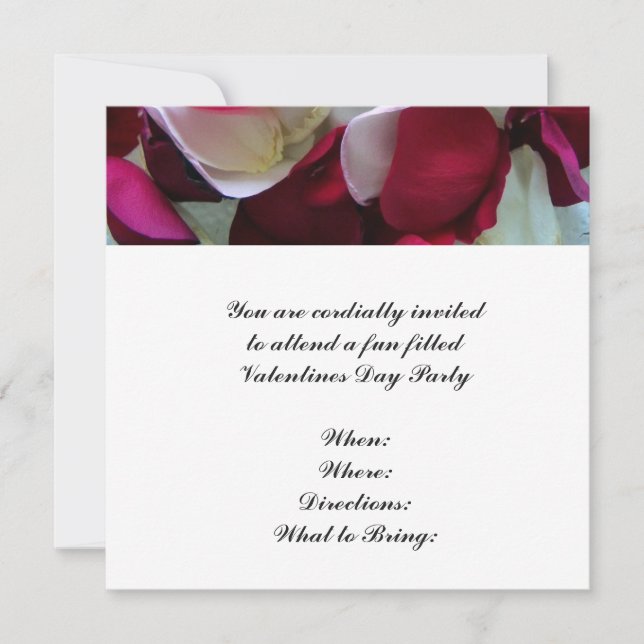Valentinstag Dinner Party Einladung Rose Pedale (Vorderseite)