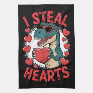 Valentinstag Dinosaurier Ich stehle Herzen Liebe T Geschirrtuch