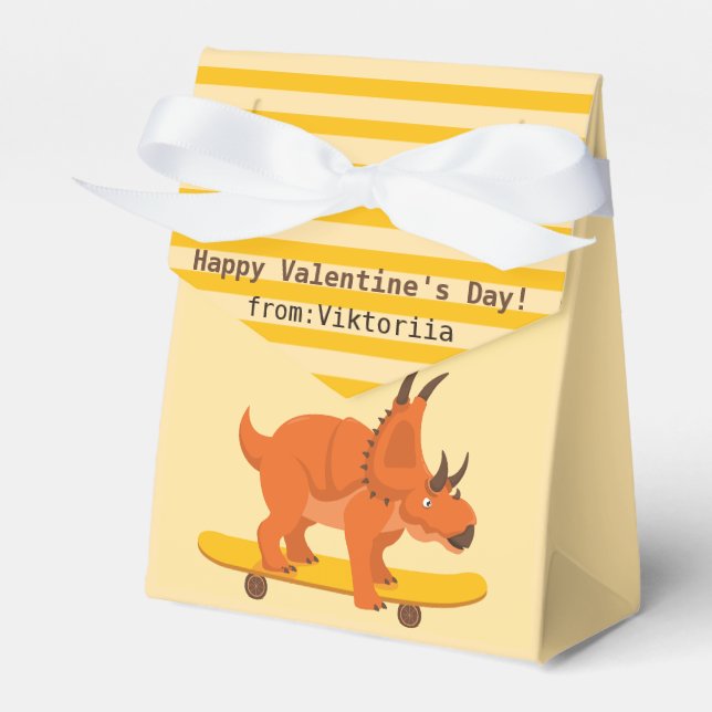 Valentinstag-Dinosaurier im Klassenzimmer lustig n Geschenkschachtel (Vorderseite)