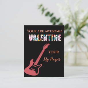Valentinstag Du rockst rote Gitarre Kinder Valenti Mitteilungskarte