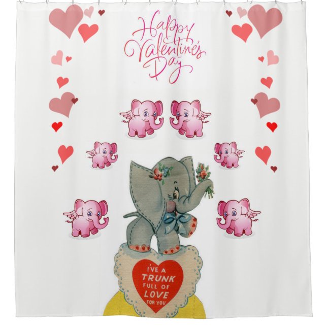 Valentinstag Duschvorhang Elefanten (Vorderseite)