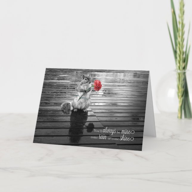 Valentinstag Eichhörnchen mit Narbe Feiertagskarte (Vorderseite)