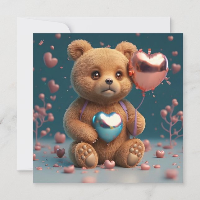 Valentinstag ein niedlicher kleiner Bär Feiertagskarte (Vorderseite)