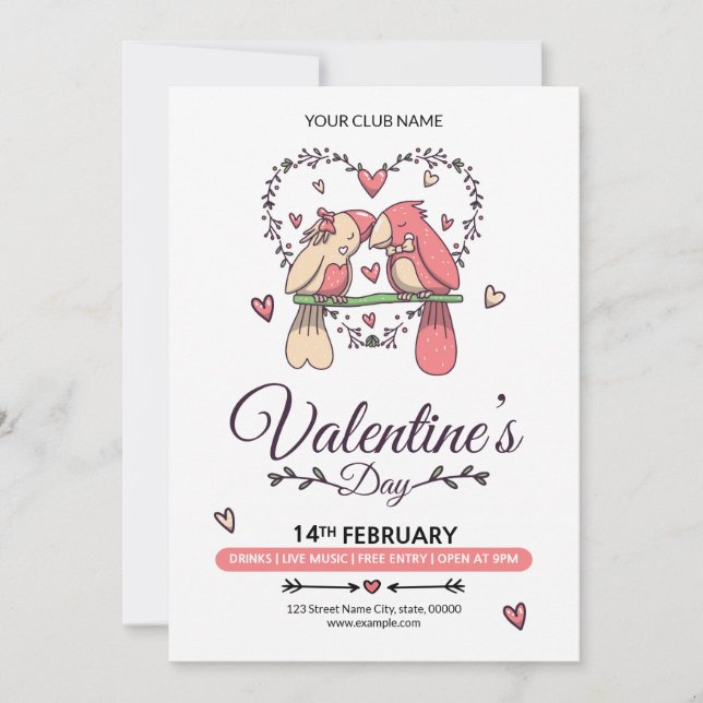 Valentinstag Einladung Flyer (Vorderseite)