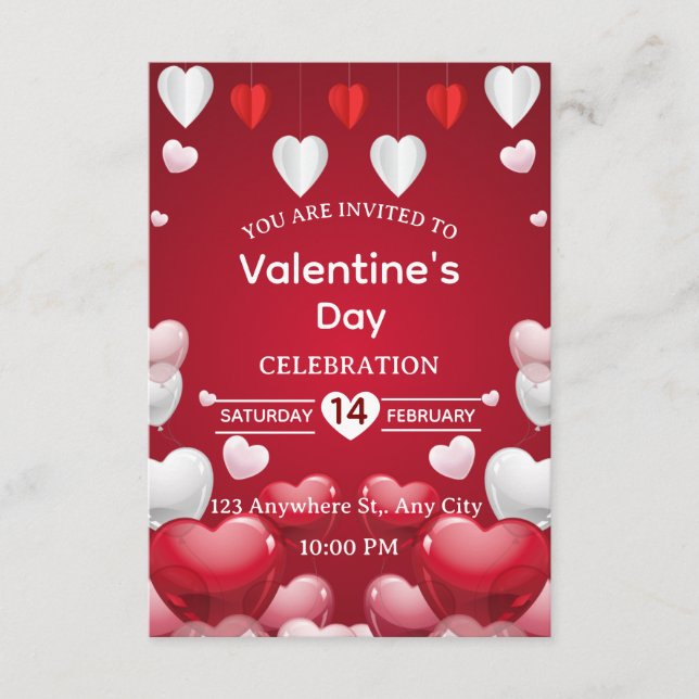 Valentinstag-Einladungskarte Einladung (Vorderseite)