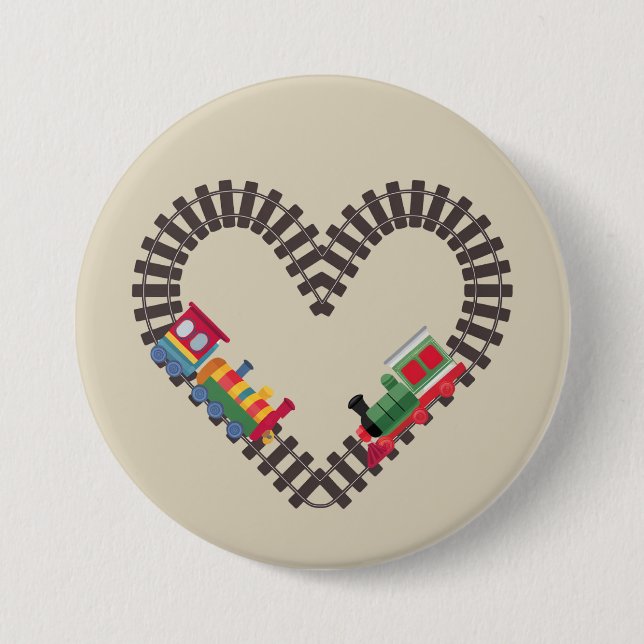 Valentinstag Eisenbahn Herz Button (Vorderseite)