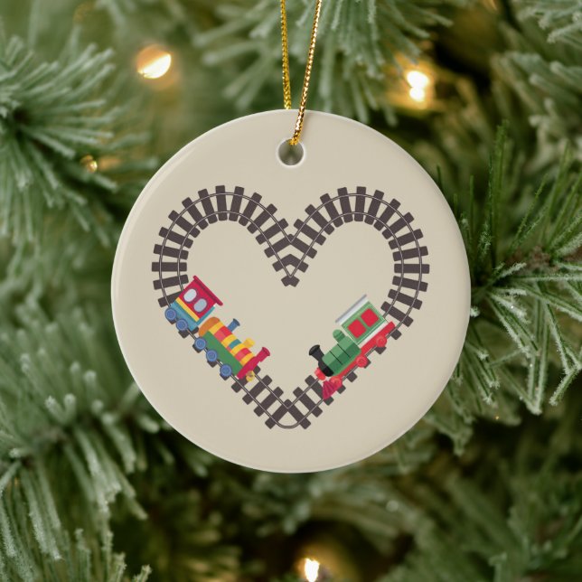 Valentinstag Eisenbahn Herz Keramik Ornament (Baum)