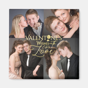 Valentinstag Elegante Gold-Foto-Collage Magnet