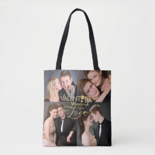 Valentinstag Elegante Gold-Foto-Collage  Tasche